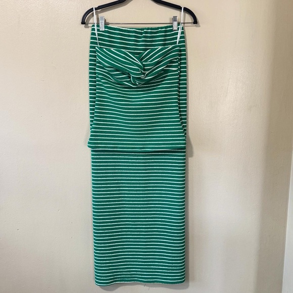 Missguided green and white striped textured 2 piece set - Picture 1 of 7